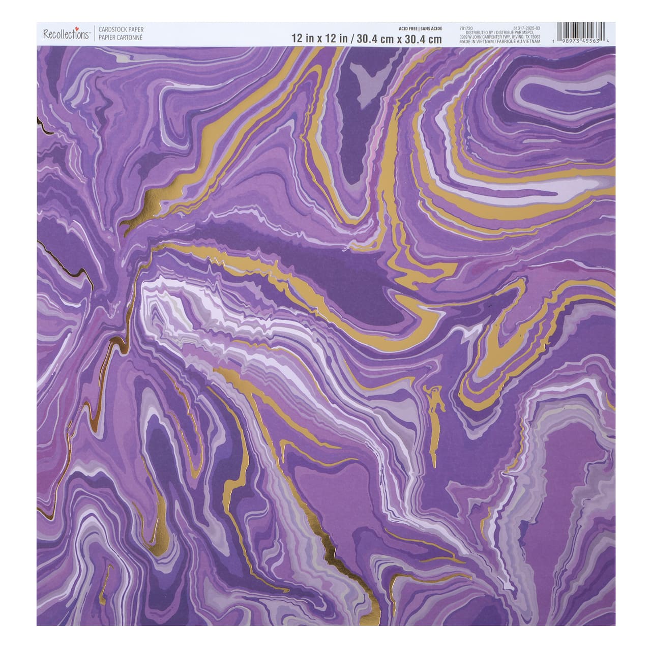 12" x 12" Purple & Gold Marble Cardstock Paper by Recollections™